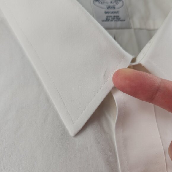 Brooks Brothers Cotton Regent Non-Iron White 17.5 4/5 Pocket Shirt Button Up - Picture 9 of 16